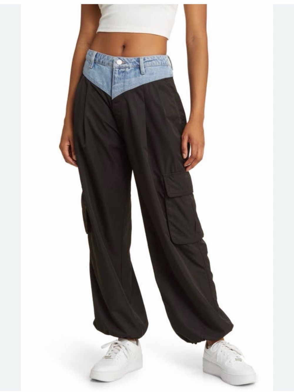 Blank NYC sz 27 retail $128
 Cargo Joggers with Denim Waist Accent